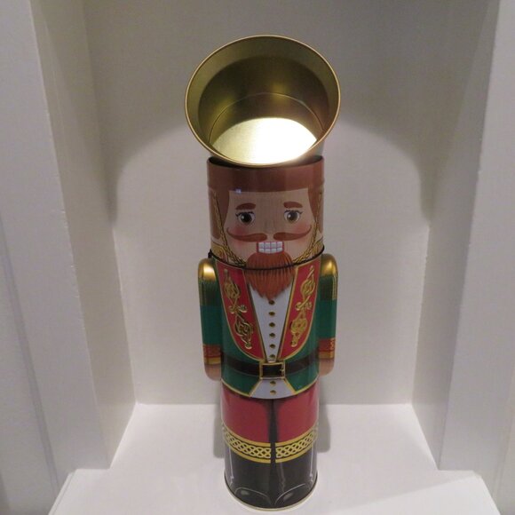 Christmas Green Nutcracker Tin Can Silver Crane Co Keepsake Gift Empty Container - Picture 11 of 14